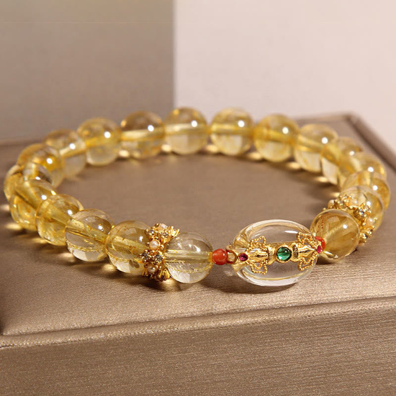 Fortune Jewel Natural Golden Rutilated Quartz Beads Auspiciousness Bracelet