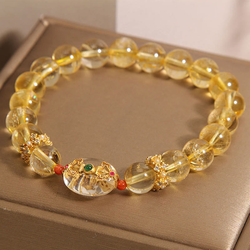 Fortune Jewel Natural Golden Rutilated Quartz Beads Auspiciousness Bracelet
