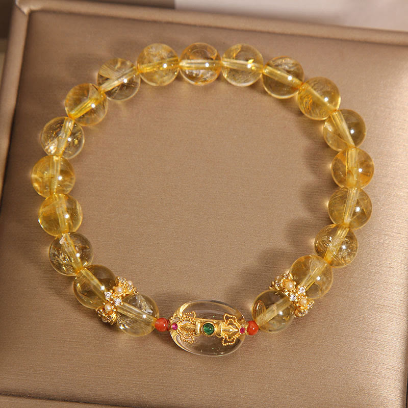 Fortune Jewel Natural Golden Rutilated Quartz Beads Auspiciousness Bracelet