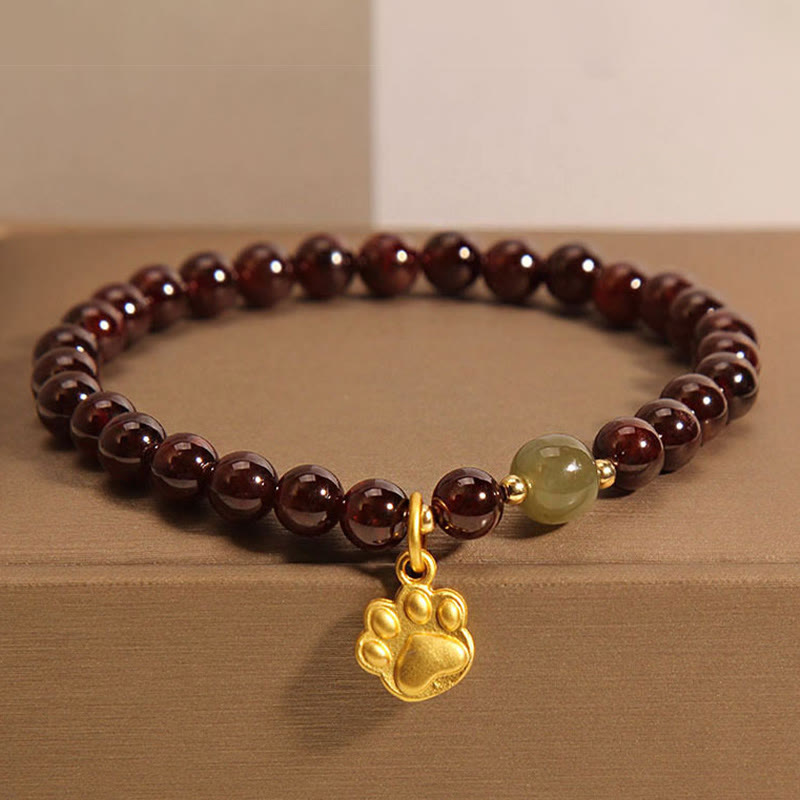 Fortune Jewel Cat's Paw Garnet Hetian Jade Beads Purification Bracelet