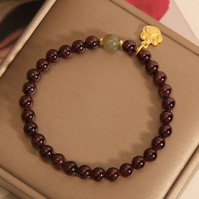 Fortune Jewel Cat's Paw Garnet Hetian Jade Beads Purification Bracelet