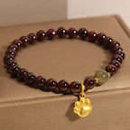 Fortune Jewel Cat's Paw Garnet Hetian Jade Beads Purification Bracelet
