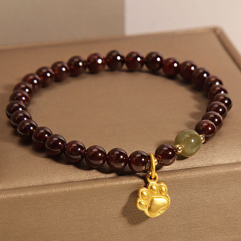 Fortune Jewel Cat's Paw Garnet Hetian Jade Beads Purification Bracelet