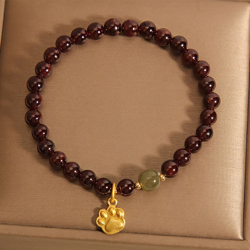 Fortune Jewel Cat's Paw Garnet Hetian Jade Beads Purification Bracelet