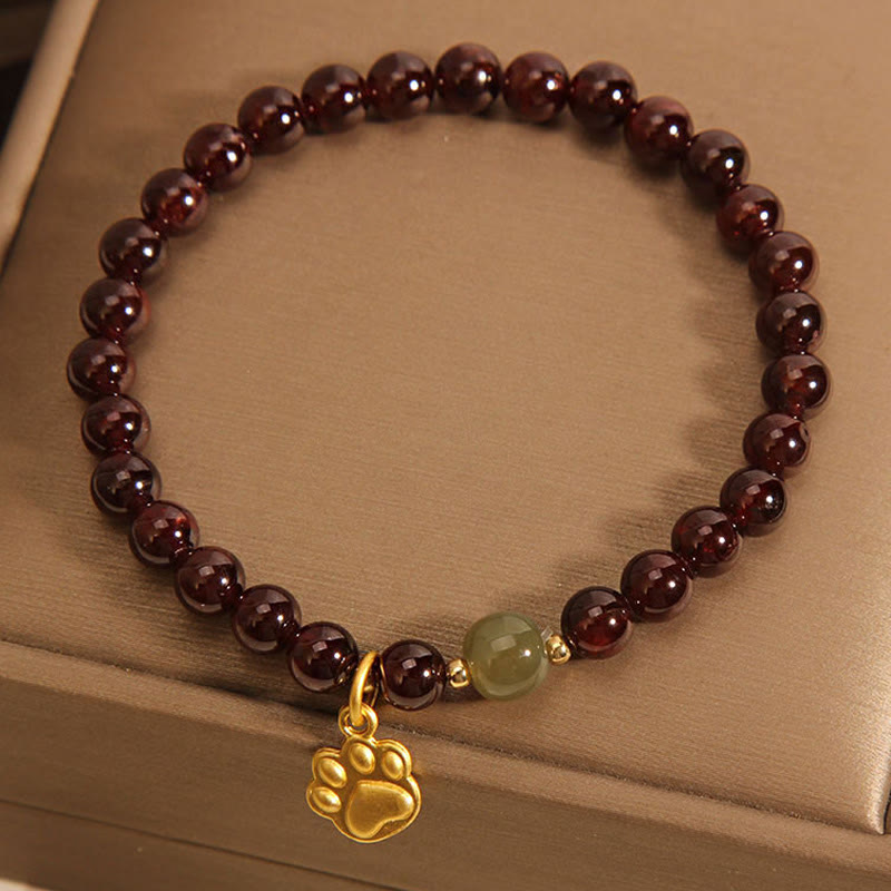 Fortune Jewel Cat's Paw Garnet Hetian Jade Beads Purification Bracelet