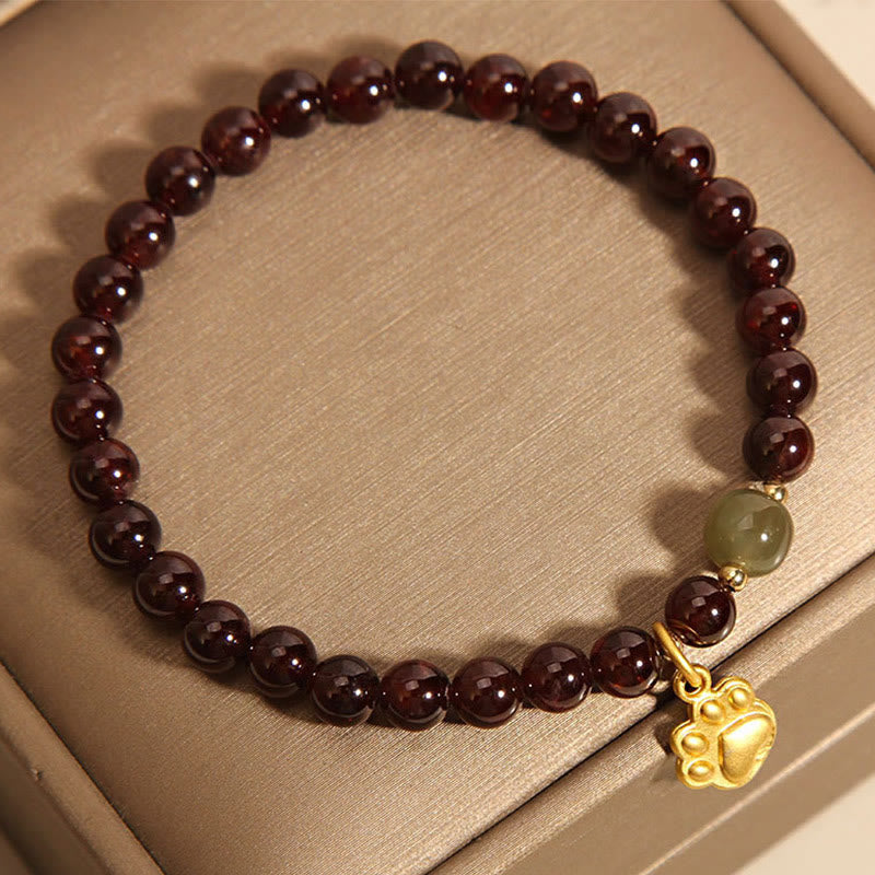 Fortune Jewel Cat's Paw Garnet Hetian Jade Beads Purification Bracelet