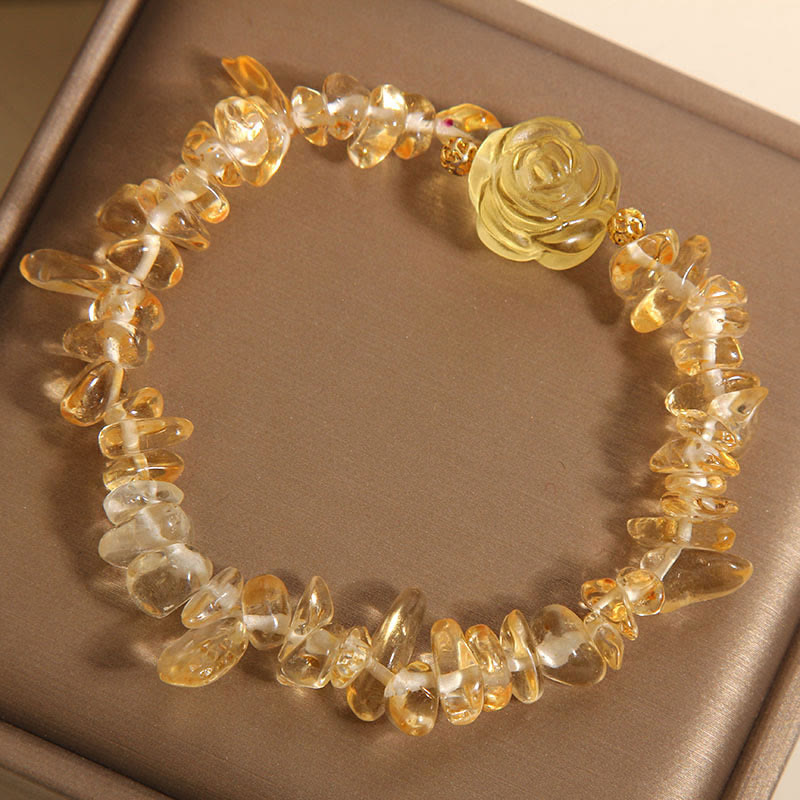 Fortune Jewel Natural Citrine Irregular Bead Petals Pleasure Bracelet