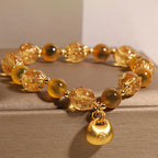 Fortune Jewel Yellow Candy Agate Fu Character Blessing Bag Healing Bracelet