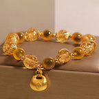 Fortune Jewel Yellow Candy Agate Fu Character Blessing Bag Healing Bracelet