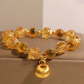 Fortune Jewel Yellow Candy Agate Fu Character Blessing Bag Healing Bracelet