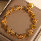 Fortune Jewel Yellow Candy Agate Fu Character Blessing Bag Healing Bracelet
