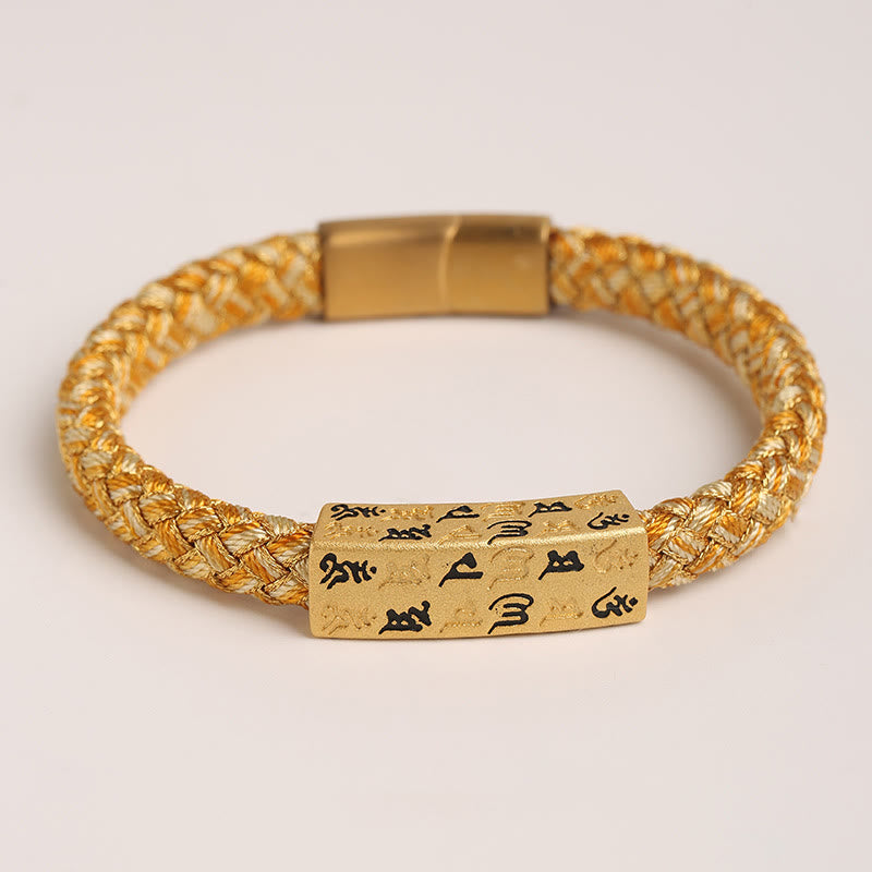 Fortune Jewel Tibetan Om Mani Padme Hum Various Colors Rope Gold Thread Diamond Knot Luck Buckle Bracelet