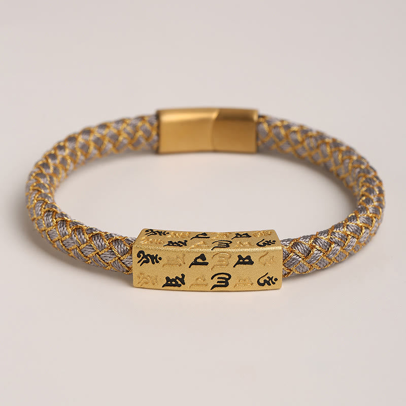 Fortune Jewel Tibetan Om Mani Padme Hum Various Colors Rope Gold Thread Diamond Knot Luck Buckle Bracelet