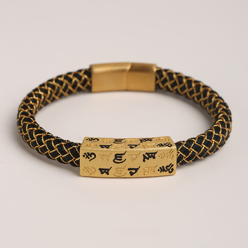 Fortune Jewel Tibetan Om Mani Padme Hum Various Colors Rope Gold Thread Diamond Knot Luck Buckle Bracelet