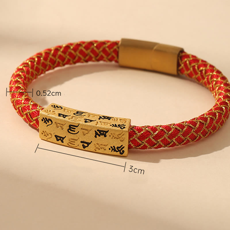Fortune Jewel Tibetan Om Mani Padme Hum Various Colors Rope Gold Thread Diamond Knot Luck Buckle Bracelet