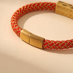 Fortune Jewel Tibetan Om Mani Padme Hum Various Colors Rope Gold Thread Diamond Knot Luck Buckle Bracelet