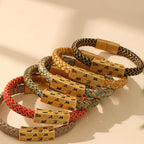 Fortune Jewel Tibetan Om Mani Padme Hum Various Colors Rope Gold Thread Diamond Knot Luck Buckle Bracelet