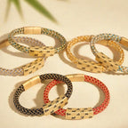 Fortune Jewel Tibetan Om Mani Padme Hum Various Colors Rope Gold Thread Diamond Knot Luck Buckle Bracelet