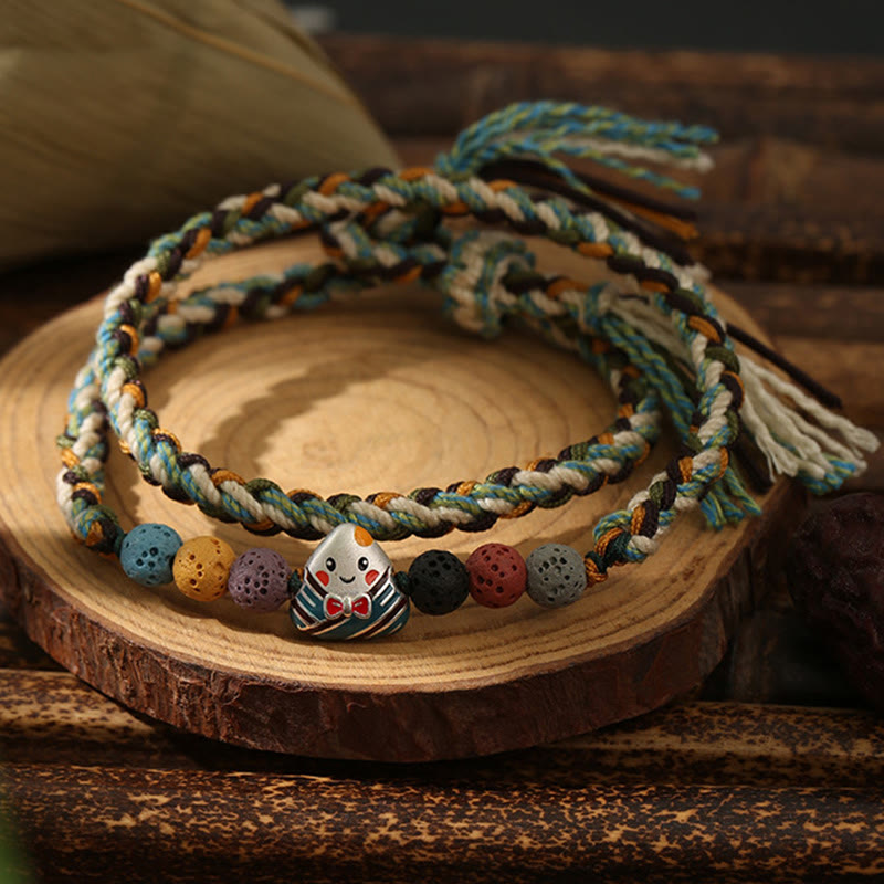 Fortune Jewel Dragon Boat Festival Colorful Rope Lava Rock Fu Character Rice Dumplings Luck Braided Bracelet