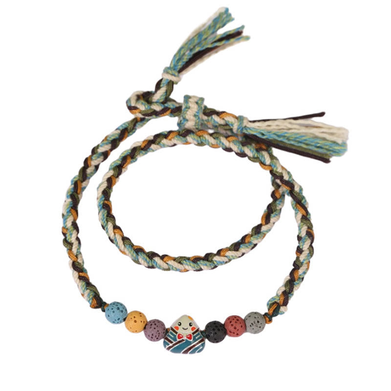 Fortune Jewel Dragon Boat Festival Colorful Rope Lava Rock Fu Character Rice Dumplings Luck Braided Bracelet