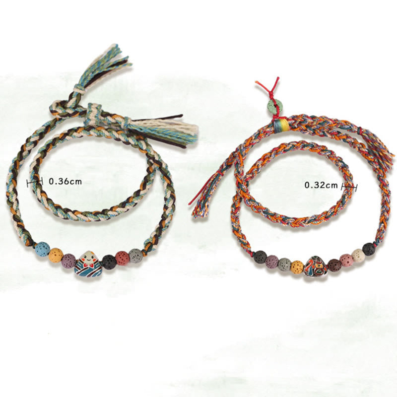 Fortune Jewel Dragon Boat Festival Colorful Rope Lava Rock Fu Character Rice Dumplings Luck Braided Bracelet