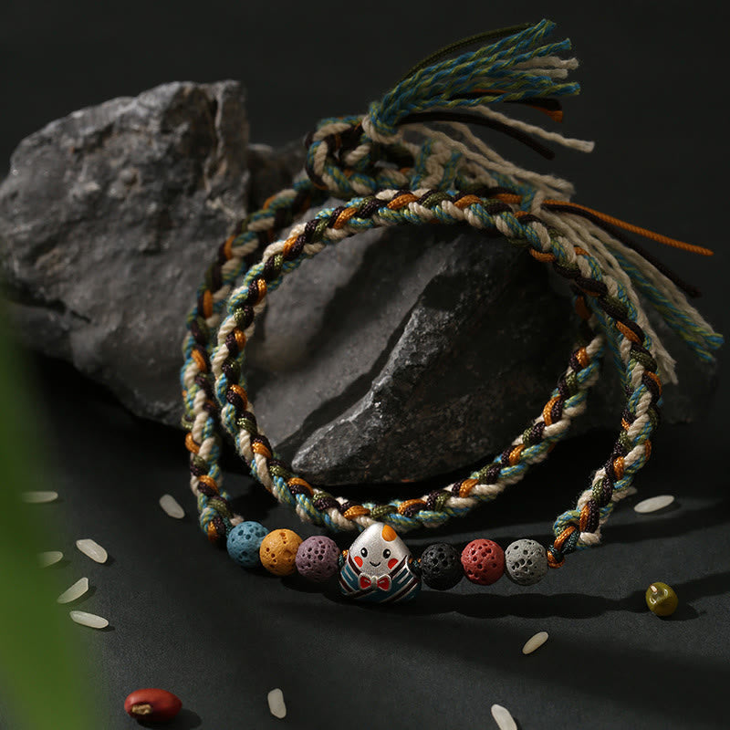 Fortune Jewel Dragon Boat Festival Colorful Rope Lava Rock Fu Character Rice Dumplings Luck Braided Bracelet