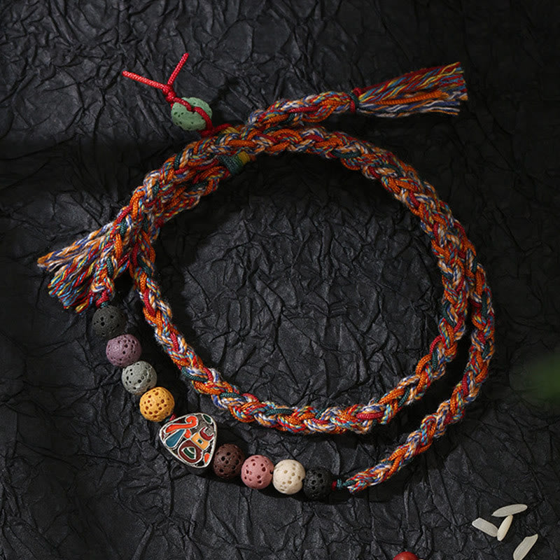Fortune Jewel Dragon Boat Festival Colorful Rope Lava Rock Fu Character Rice Dumplings Luck Braided Bracelet