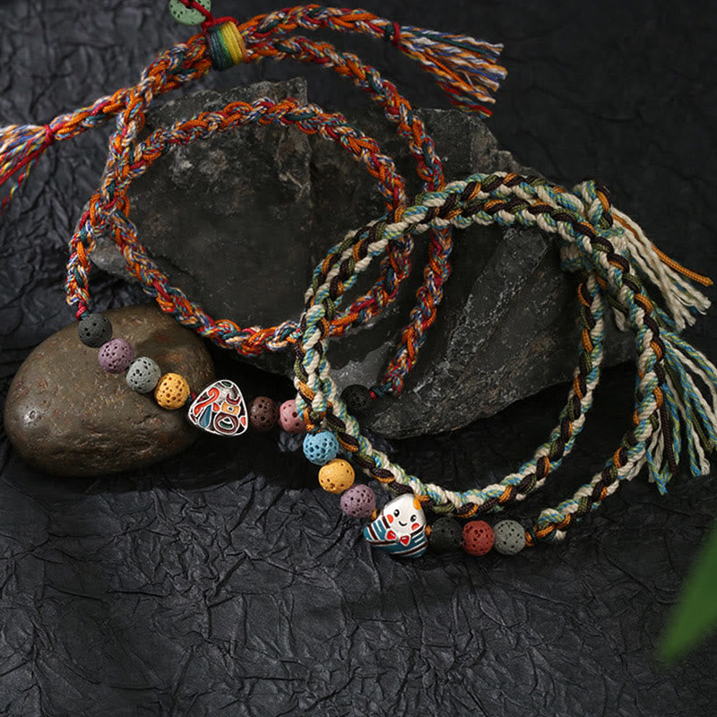 Fortune Jewel Dragon Boat Festival Colorful Rope Lava Rock Fu Character Rice Dumplings Luck Braided Bracelet