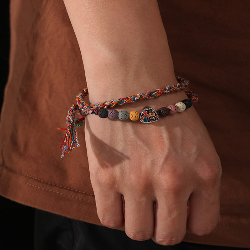 Fortune Jewel Dragon Boat Festival Colorful Rope Lava Rock Fu Character Rice Dumplings Luck Braided Bracelet