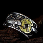 Fortune Jewel Adjustable Opening 925 Sterling Silver Lucky Koi Fish Copper Coin Auspicious Clouds Wealth Ring