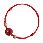 Fortune Jewel Peach Wood Peace Buckle Cinnabar Wealth String Bracelet Anklet