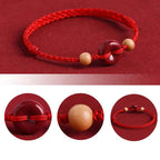 Fortune Jewel Peach Wood Peace Buckle Cinnabar Wealth String Bracelet Anklet
