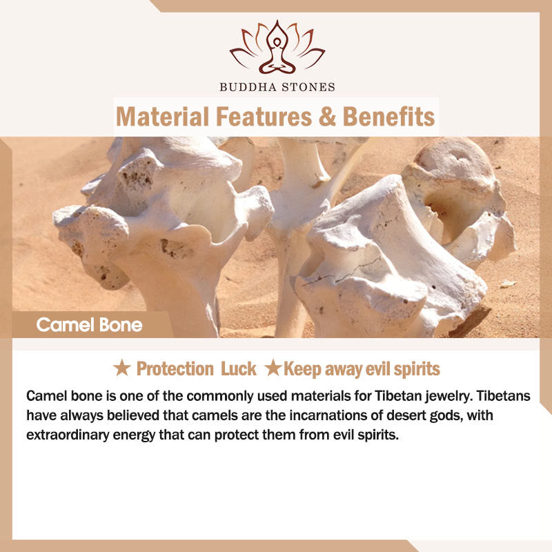 Fortune Jewel Camel Bone Om Mani Padme Hum Carving Protection Ring