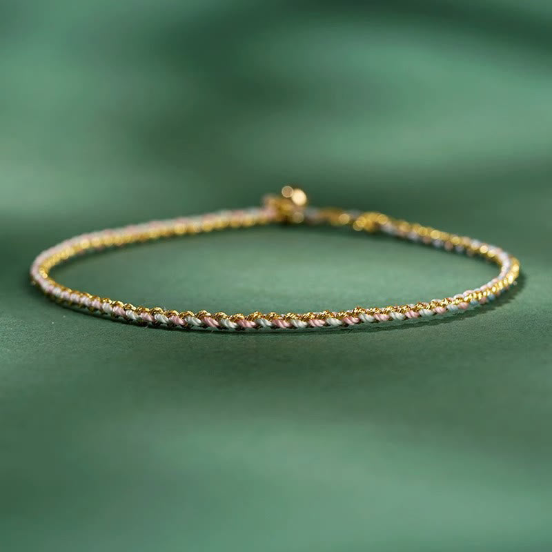 Fortune Jewel Colorful Rope Luck Coin Bead Abundance Extra Thin Braided Bracelet