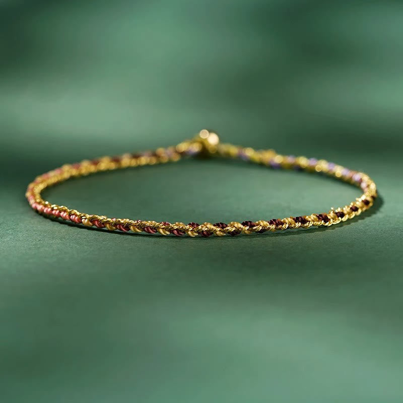 Fortune Jewel Colorful Rope Luck Coin Bead Abundance Extra Thin Braided Bracelet