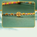 Fortune Jewel Colorful Rope Luck Coin Bead Abundance Extra Thin Braided Bracelet