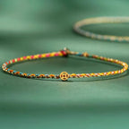 Fortune Jewel Colorful Rope Luck Coin Bead Abundance Extra Thin Braided Bracelet
