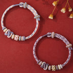 Fortune Jewel Handcrafted Peach Blossom Peace Knot Colorful Rope Adjustable Bracelet