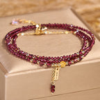 Fortune Jewel Small Natural Garnet Passion Triple Wrap Bracelet