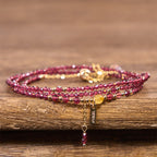 Fortune Jewel Small Natural Garnet Passion Triple Wrap Bracelet
