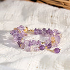 Fortune Jewel Irregular Natural Amethyst Citrine Gravel Meditation Double Layer Bracelet