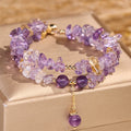 Fortune Jewel Irregular Natural Amethyst Citrine Gravel Meditation Double Layer Bracelet