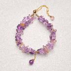 Fortune Jewel Irregular Natural Amethyst Citrine Gravel Meditation Double Layer Bracelet