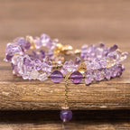 Fortune Jewel Irregular Natural Amethyst Citrine Gravel Meditation Double Layer Bracelet