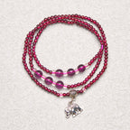 Fortune Jewel Natural Garnet Elephant Abacus Lucky Bag PiXiu Protection Triple Wrap Bracelet