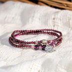 Fortune Jewel Natural Garnet Elephant Abacus Lucky Bag PiXiu Protection Triple Wrap Bracelet