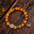 Fortune Jewel Natural Tibetan Camel Bone Barrel Beads Buddha Head Luck Protection Bracelet
