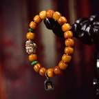 Fortune Jewel Natural Tibetan Camel Bone Barrel Beads Buddha Head Luck Protection Bracelet