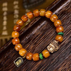 Fortune Jewel Natural Tibetan Camel Bone Barrel Beads Buddha Head Luck Protection Bracelet