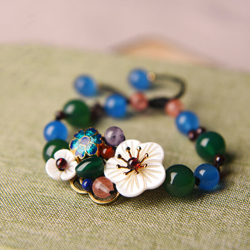 Fortune Jewel Agate Shell Flower Support Bracelet